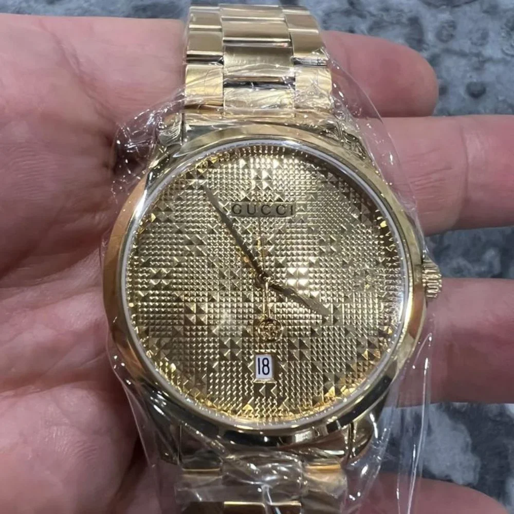 NIB Gucci G-timeless Yellow Gold PVD Wristwatch - Picture 3 of 6